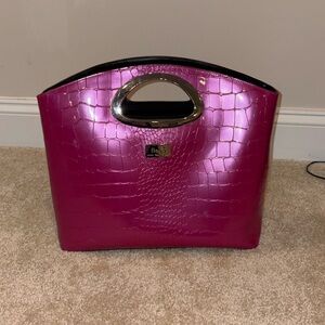 Beio Pink croc embossed bag, work bag, laptop bag